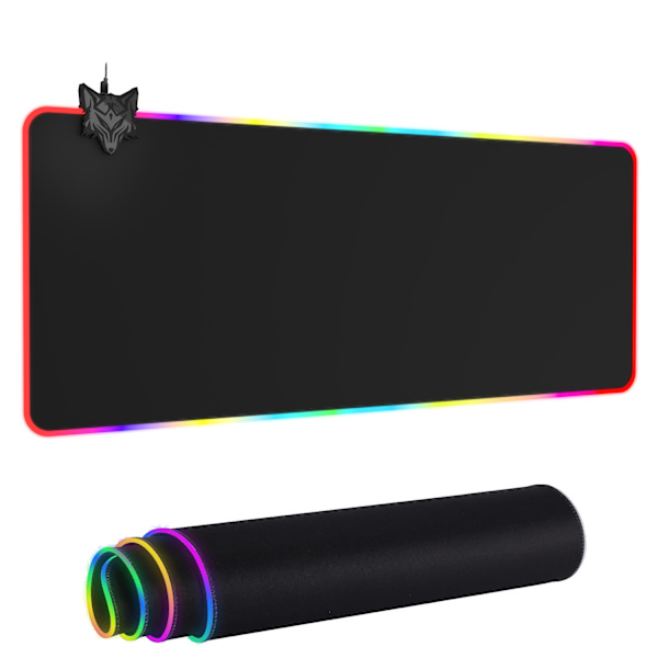 Stor RGB Gaming Musemåtte - 14 Lystilstande Touch Control Udvidet Blød