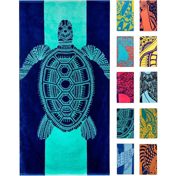 Turtle beach towel tropical blue, unique design size 75*150CM cotton,