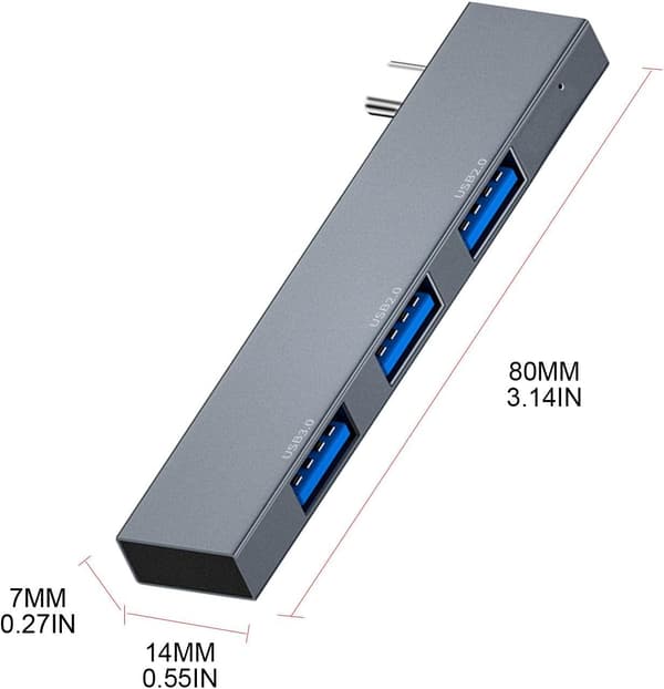 USB 3.0-hubb för bärbar dator, för MacBook, Mac Pro, iMac, Surface Pro, XPS,