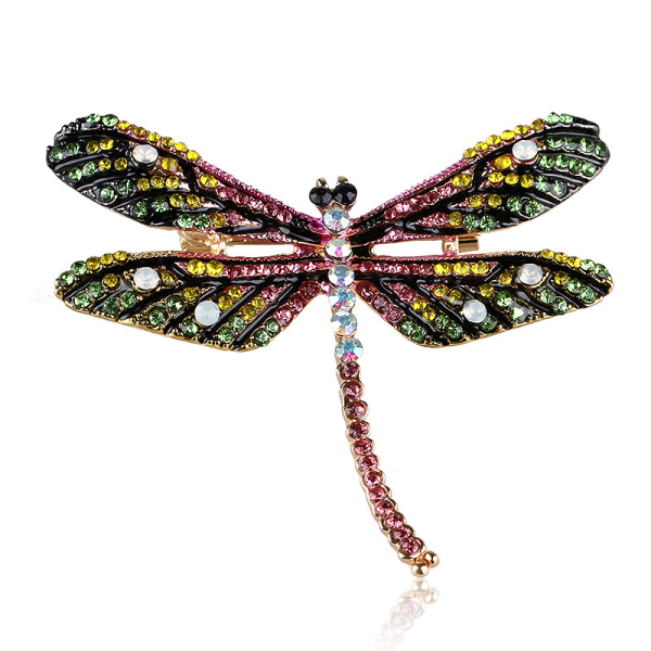 Dragonfly Brosch Insekt Färgglada Mode Berlocker Smycken Badge Bankett