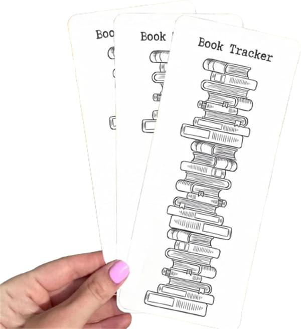 Bokmärke för läslista, bibliotekskort, bibliotek, studenter, skolmaterial
