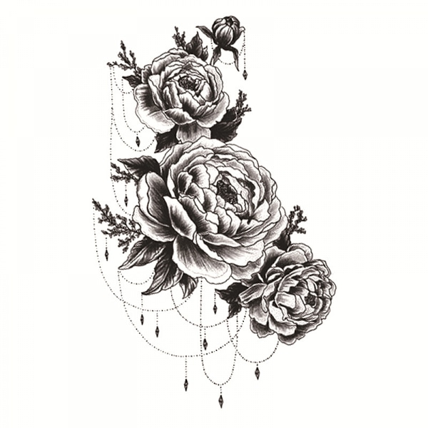 4 st 3D tillfälliga tatueringar för kvinnor män vuxna, mode blomma, lejon 1