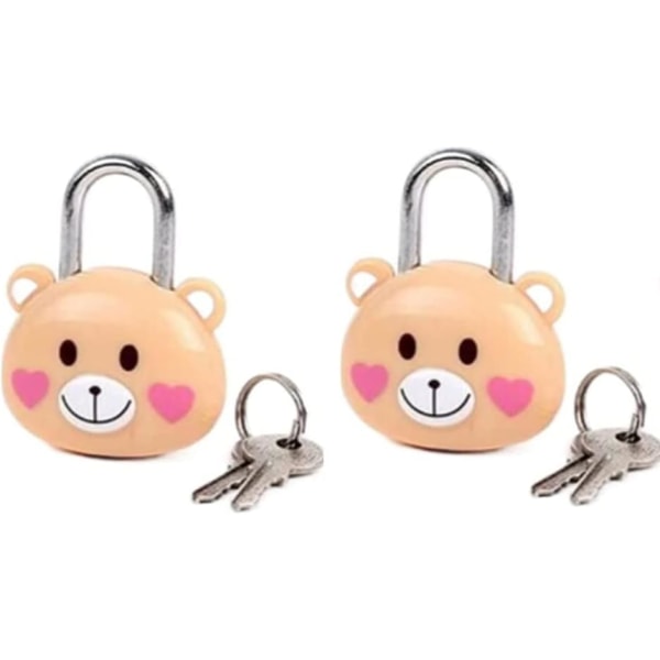 Cute Bear Lock Hänglås med nycklar, 2ST sött säkerhetslås för resväska