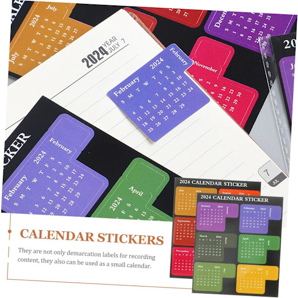 12 ark 2024 Index Stickers Färgglada Dekor Notebook Flikar Papper Stick