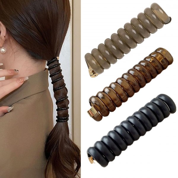 Spiral Hårbånd, DIY Hestehale Stiler, Vanntett Hestehale Holder, Ingen Krøller, Ingen Merker Hårbånd, Stilig Telefonledning Hårbånd (3 Stykker)