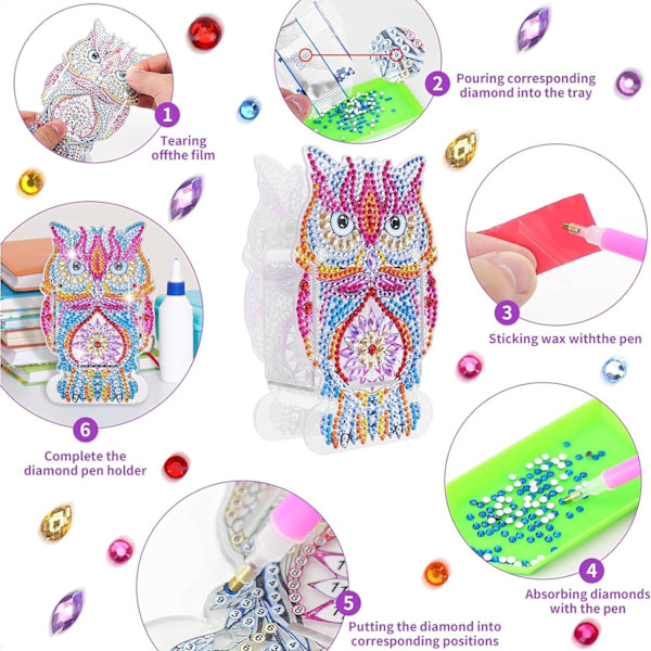 Diamantmaleri, Rhinestone Maleri Organizer for Pen, DIY Rhinestone Maleri Pen, Desktop Dekoration Holder, Diamantmaleri Tilbehør