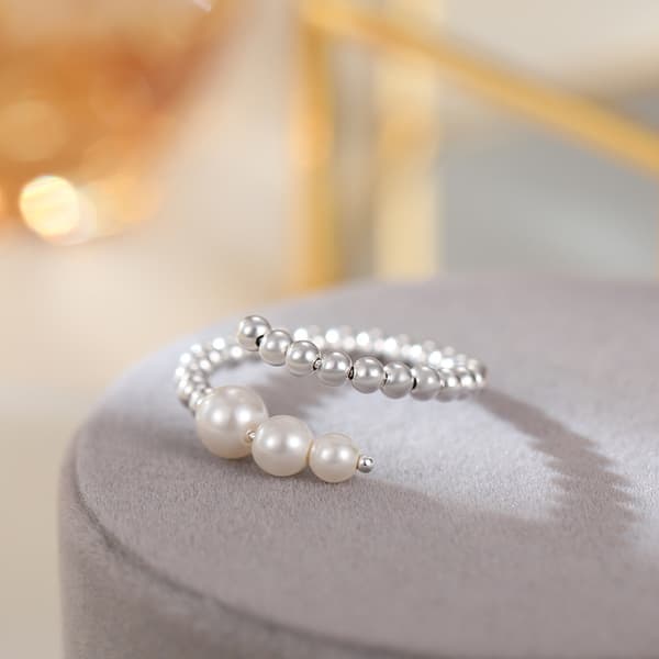 S925 silver rund pärla slät silver ring dammode pärla temperament