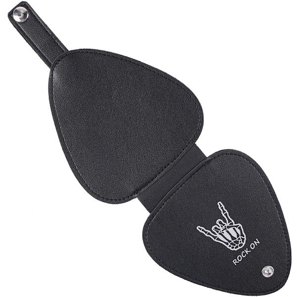 Gitarrplektrumsfodral med 22 plektrum av olika tjocklek och mönster