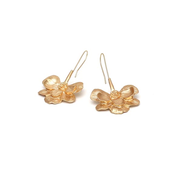 Guld Blomster Statement Øreringe. Hypoallergen Legering Boho Smykker