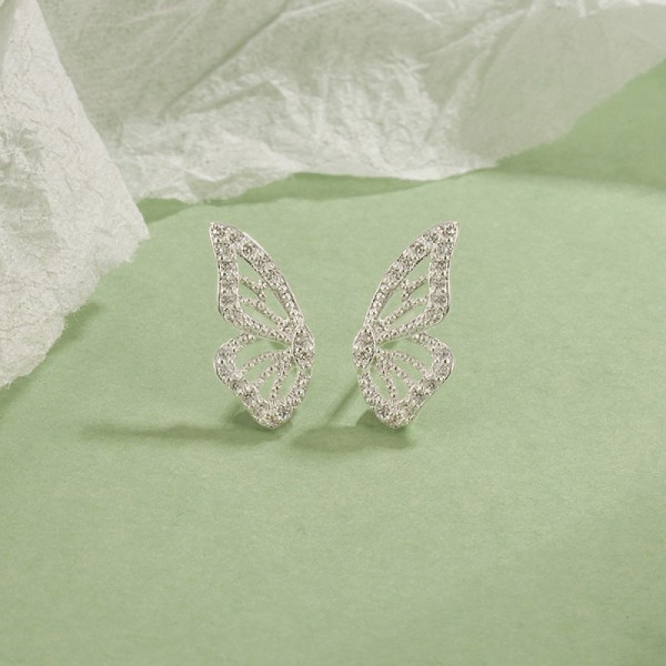 Butterfly Wing örhängen (par) 18k guldpläterade Simulated Diamond Silve