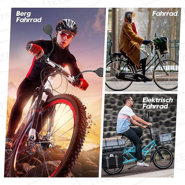 Set med 2 cykelbackspeglar för 22-32 mm styren, 3d säkerhet, 360