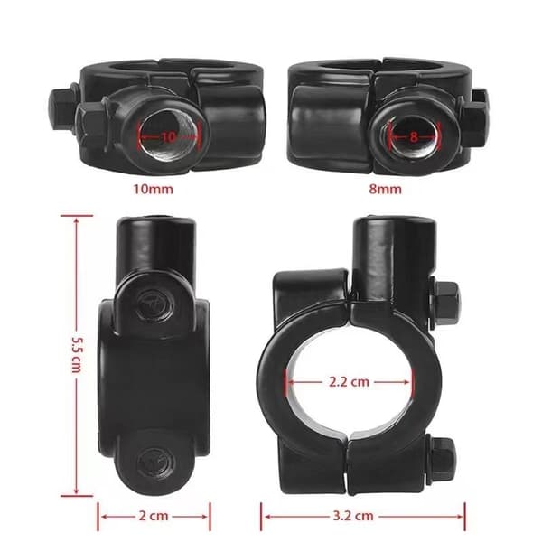 x Universal Motorcykel Styrforhøjere - 22mm - Sort