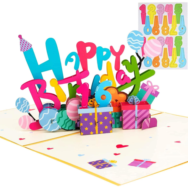 Pop-up-kort, bursdagskort, 3D-bursdagskort, håndlaget gratulerer med dagen