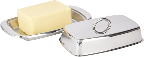 Smörask med lock, rostfritt stål, silver 19,5 x 11 x 7,2 cm