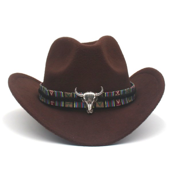 Wide Rim Men and Woman's Western Outback cowboyhatt med Metal Bull H