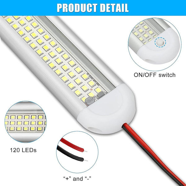 12v innvendig LED lyslist, 120 LED universell stripelys med på/av-bryter