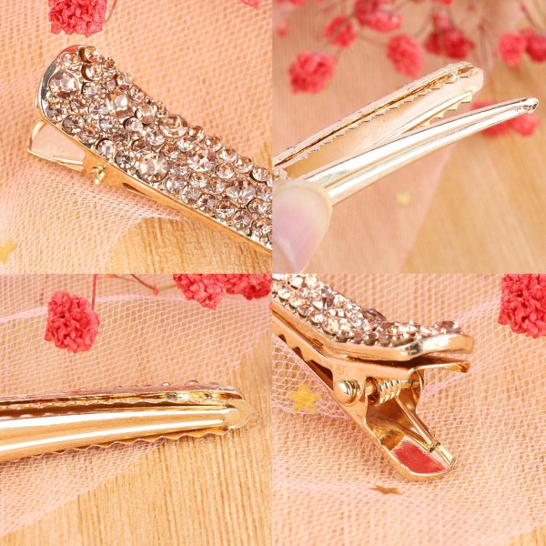12-pak Rhinestone Krokodillehårklips Fancy Crystal Duckbill Hårklips Kvinner Jenter Hårstyling Verktøy