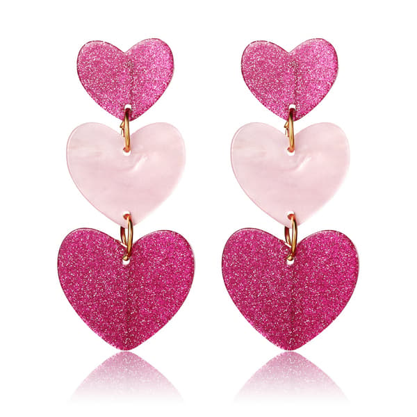 Pink Øreringe til Piger, Hjerte Øreringe Dangle Pink Hjerte Øreringe Røde