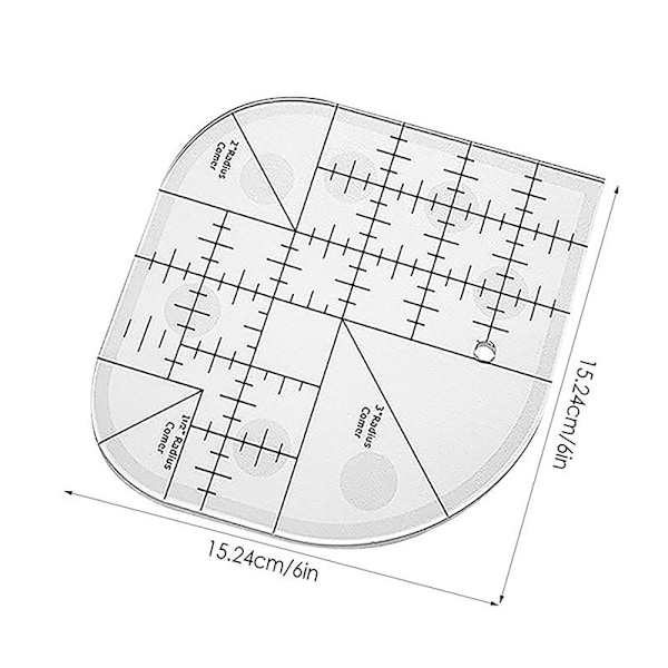 Buet hjørnelinjal for quilting, lappesøm - Rund kant symal