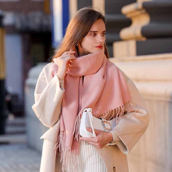 Dam Cashmere Halsdukar Stora Cashmere Sjalar och Halsdukar Lätt Filt Halsduk för Kvällsklänningar Varm Daglig Resa Kontor Rosa 66cm*180cm