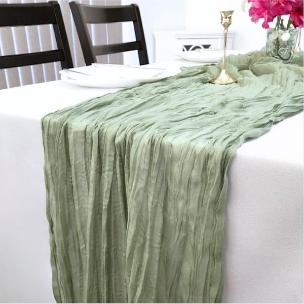 Bordløber Polyester og Frynser Chiffon Silkebånd Boho Gaze Natur