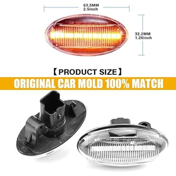 2 stk LED Front Fender Side Marker Light Turn Signal Lamp Assembly Kompatibel
