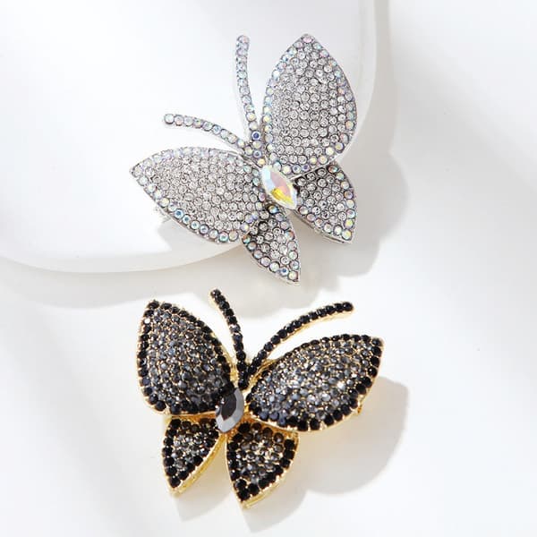 Sommerfugl Rhinestone Brosche nåle til kvinder, Crystal Bryllup Pins, Sort