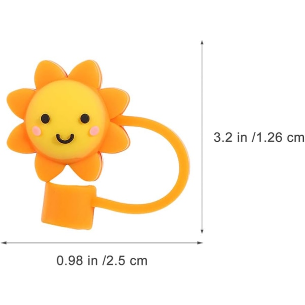 2-pak søte solsikke silikon gjenbrukbare drikkestråtips lokk støv