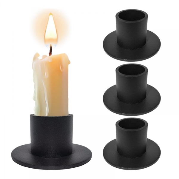 Set of 4 Taper Candle Holders, Iron Black Table Centerpiece Candlestic