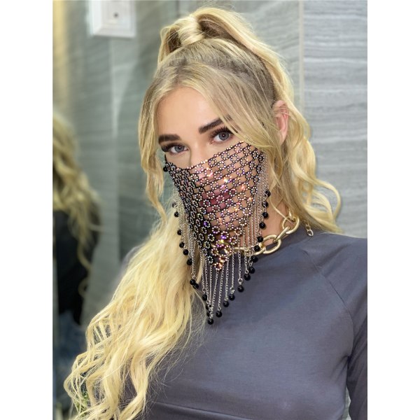 Karneval Party Metall Duskmask Rhinestone Duskmasker Hodebånd Ball Ansiktspynt Maske,svart