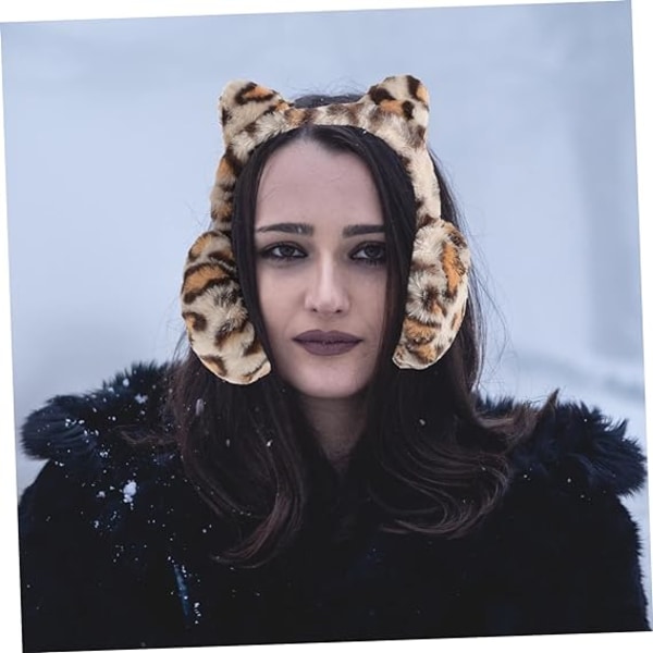 Leopardmönstrade öronmuffar Pojkgåvor Barnpresenter Damhuvudband Flicköronmuffar Öronmuffar för flickor 16*20CM brun