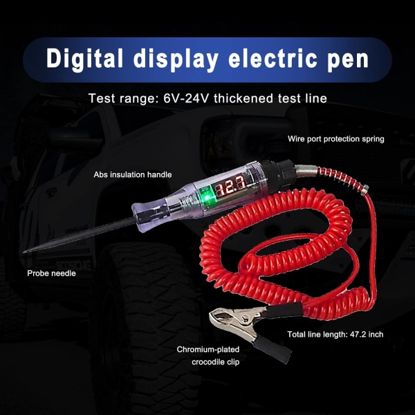 1 PC Automotive Buzzer Test Light 6-24V DC Digital LED Circuit Tester,