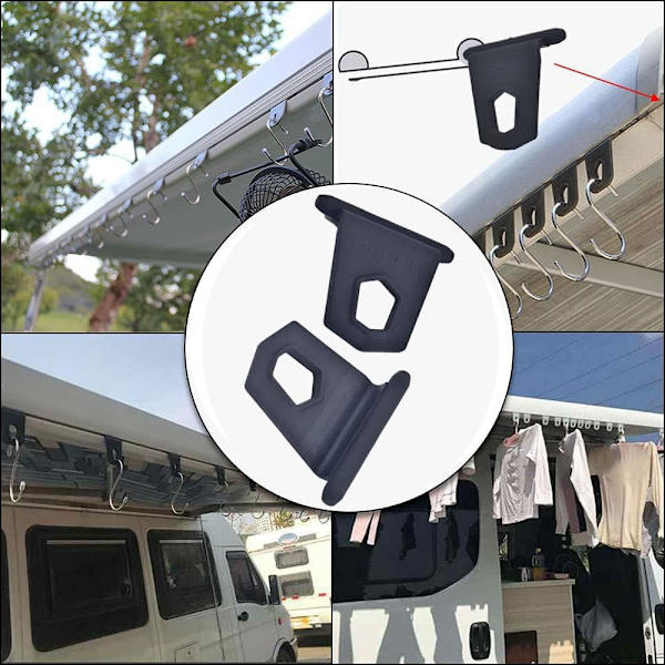 12-pak RV Markisekroge, Sort, Bærbare Markisekroge til RV, Camper, Autocamper