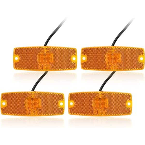 4 st 12V/24V orange LED-positionsljus med reflektor, sidomarkeringsljus