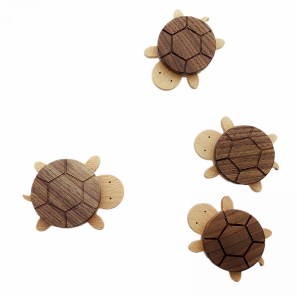4 stk. vægkrog, børneværelse træ vægkrog, naturlige skildpadde frakke H