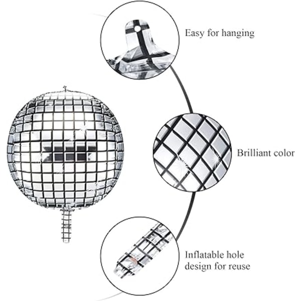 Disco folie balloner Mylar helium balloner 10 stykker 22 tommer 4D store Mirro