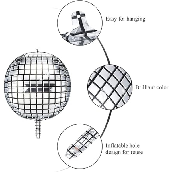 Disco-folioilmapallot Mylar-heliumilmapallot 10 kappaletta 22 tuumaa 4D suuri peili