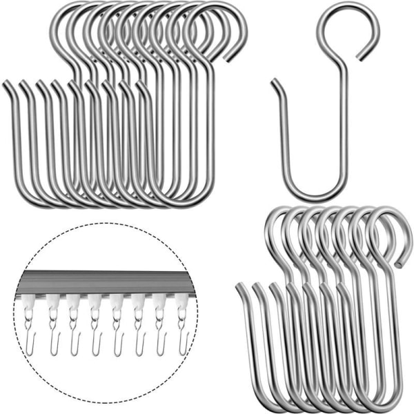 60pcs Metal Curtain Track Hooks S Shaped Small Curtain Hooks Metal Drape Wire Hooks for Ceiling Curtain Drape Track