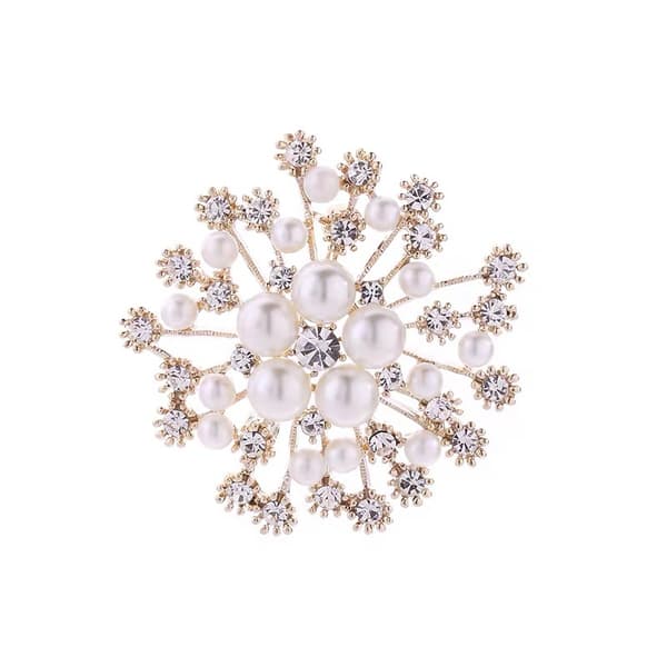 Glitrende Imiteret Perle Krystal Snefnug Blomsterdesign Broche Nål
