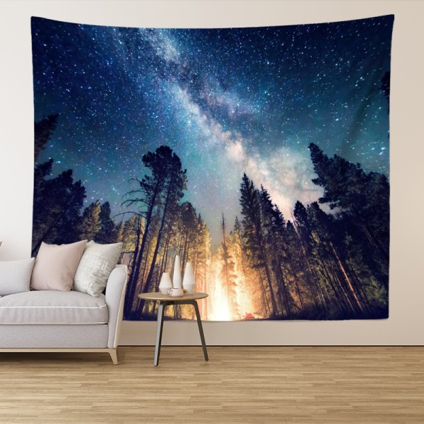 Galaxy Tapestry Vägghängande Forest Starry Tree Tapestry Starry Night
