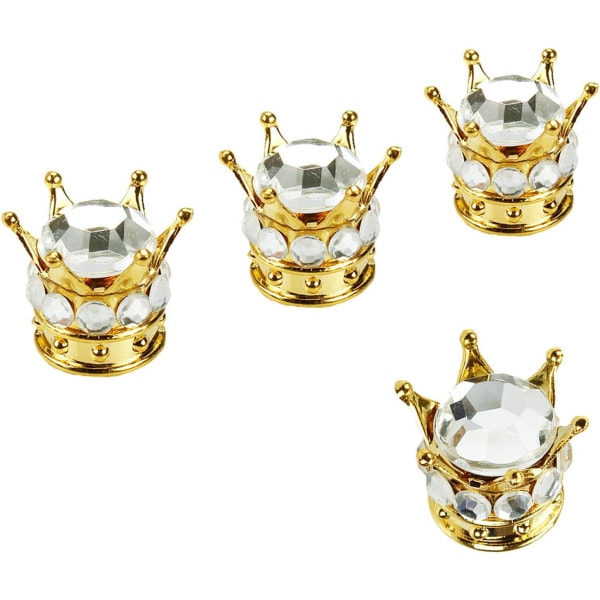 4 st Bling Rhinestone Crystal Handgjorda Unive Däckventilhattar Krona