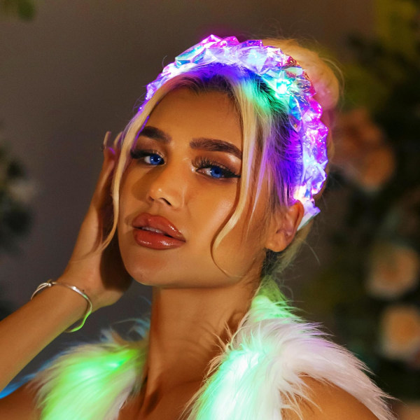 LED Light Up Hodebånd Glitter Hair Band Glow in the Dark Halloween Chr