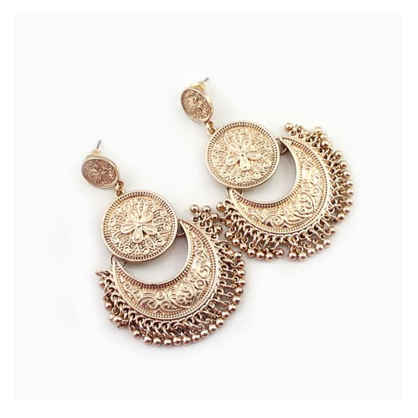 Bohemian Crescent Designer Smykker Lysekrone Øreringe Guld