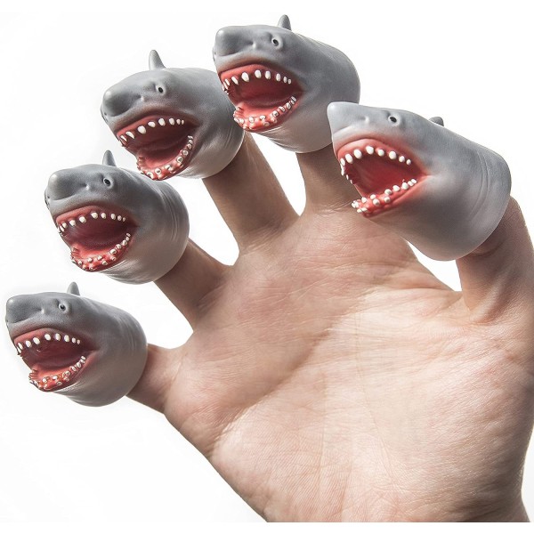 Shark Finger Puppet Set, Animals Puppet Show Teater rekvisita, Novelty Toys Weird Stuff Gifts, 5st