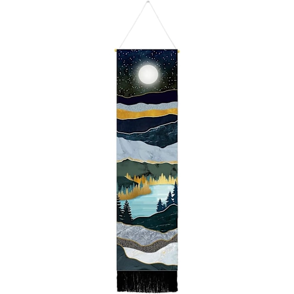 Set Narrow Tapestry Long Wall Hanging Landscape Painting Nature Scenery Tapestry for Bedroom Vertical Tapestry