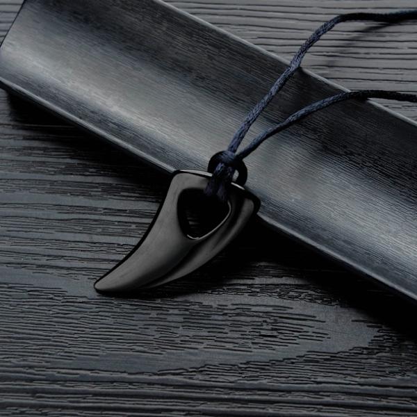 2 stk. Mænds rustfrit stål Alpha Spear Tribal Wolf Fang Pendant Halskæde