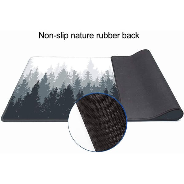 Spillmusematte med skogsbakgrunn, utvidet musematte, bordmatte, sklisikker gummimusematte, sydd kant, tynn matte (800*300*3mm) - Tre