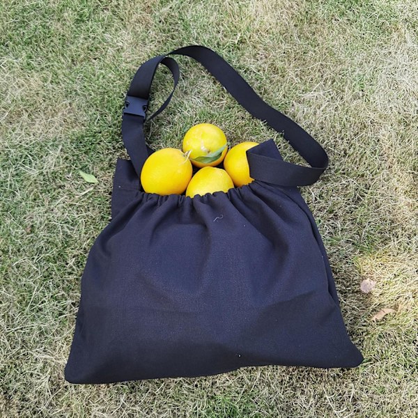 Svampesæk - Foldbar indkøbstaske - Frugtplukketasker - Grøntsags- og frugtopbevaringstaske - Justerbar - Sort - Lærred - 40*45 cm - Til camping