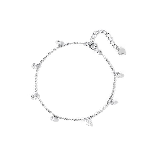 Multi Flat Station Dangle Hearts Charm Armbånd til Kvinder Teen
