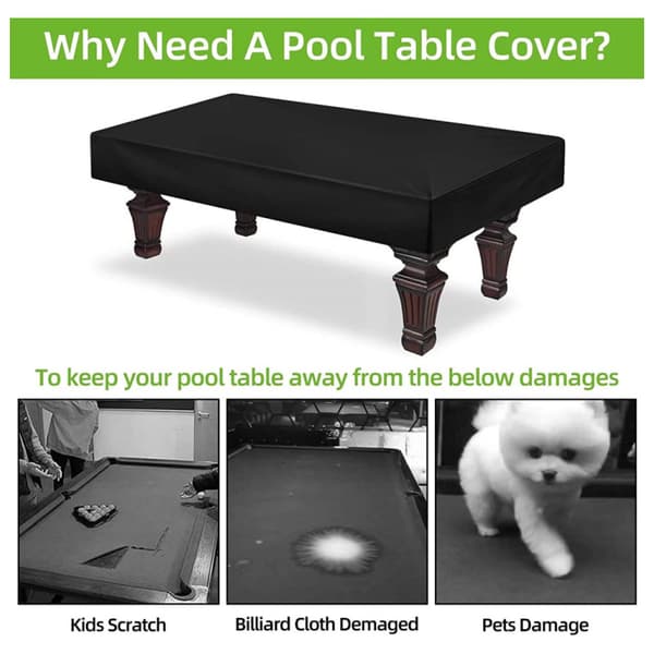 Billiard Pool Table Covers med dragsko Pool Table Billiard Vattentät Table Cover för Billiard Table/Rectangle Table (Svart: 8ft-96*55.12*7.87in)